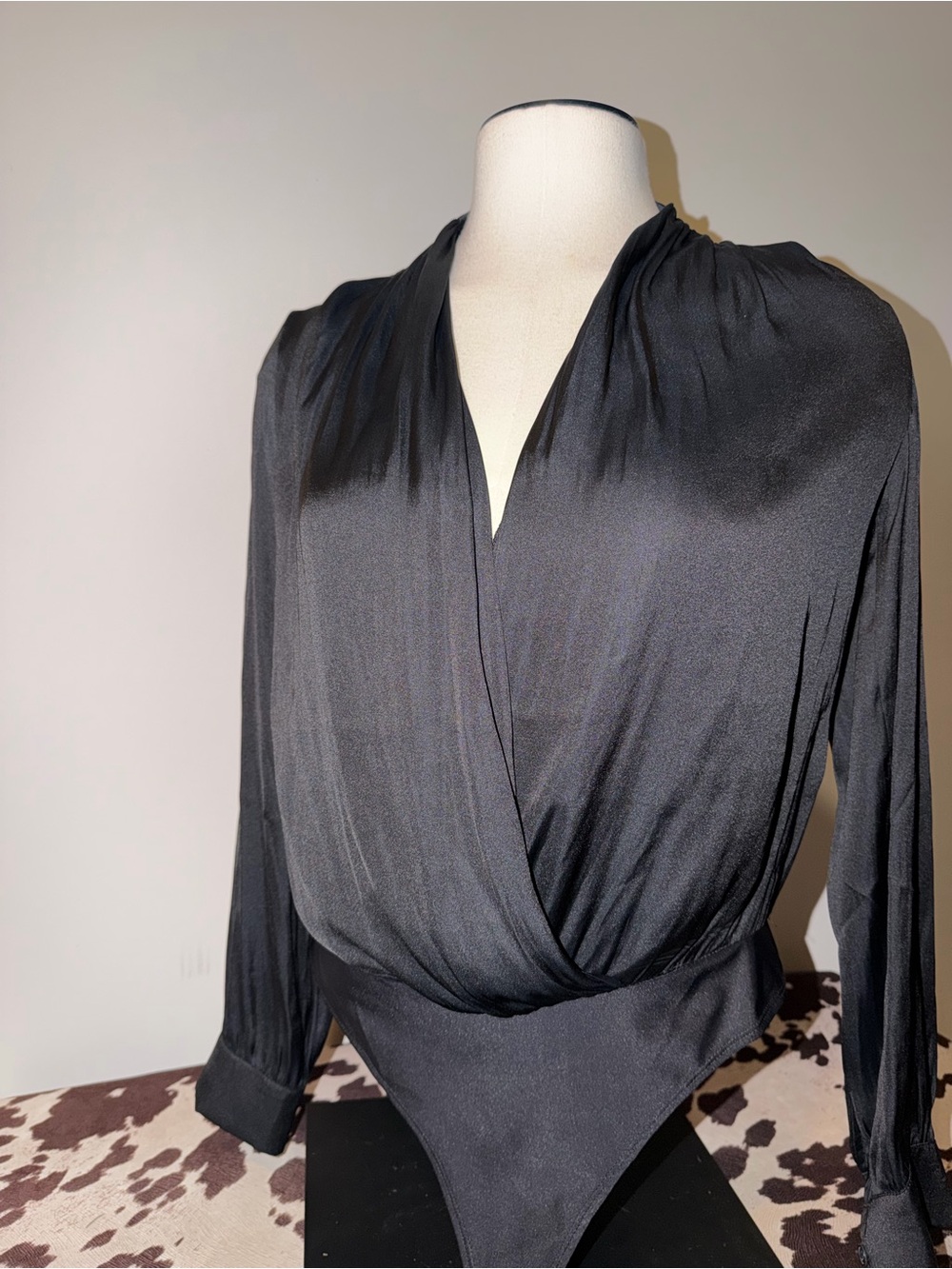 Black plunging bodysuit
